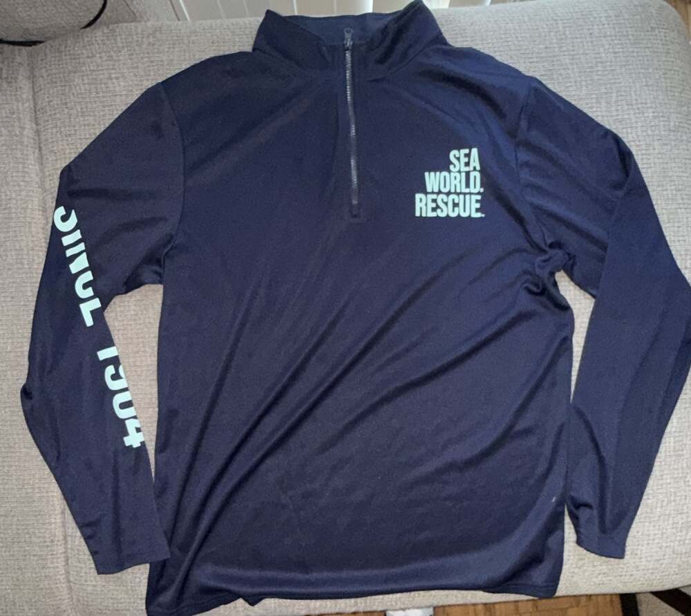 SeaWorld Rescue Navy Blue 1/4 Zip Long Sleeve Athletic Pullover Shirt Size XL